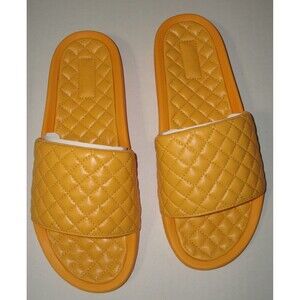New NIB APL Leather Slides Mens 10 Lusso Shoes Orange Mango Womens 11 11.5 Quilt